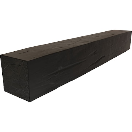 Hand Hewn Faux Wood Fireplace Mantel, Premium Ebony, 6H X 6D X 60W